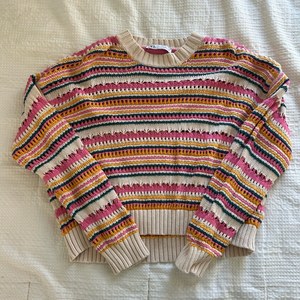 Women’s Zara Multicolored Crochet Sweater